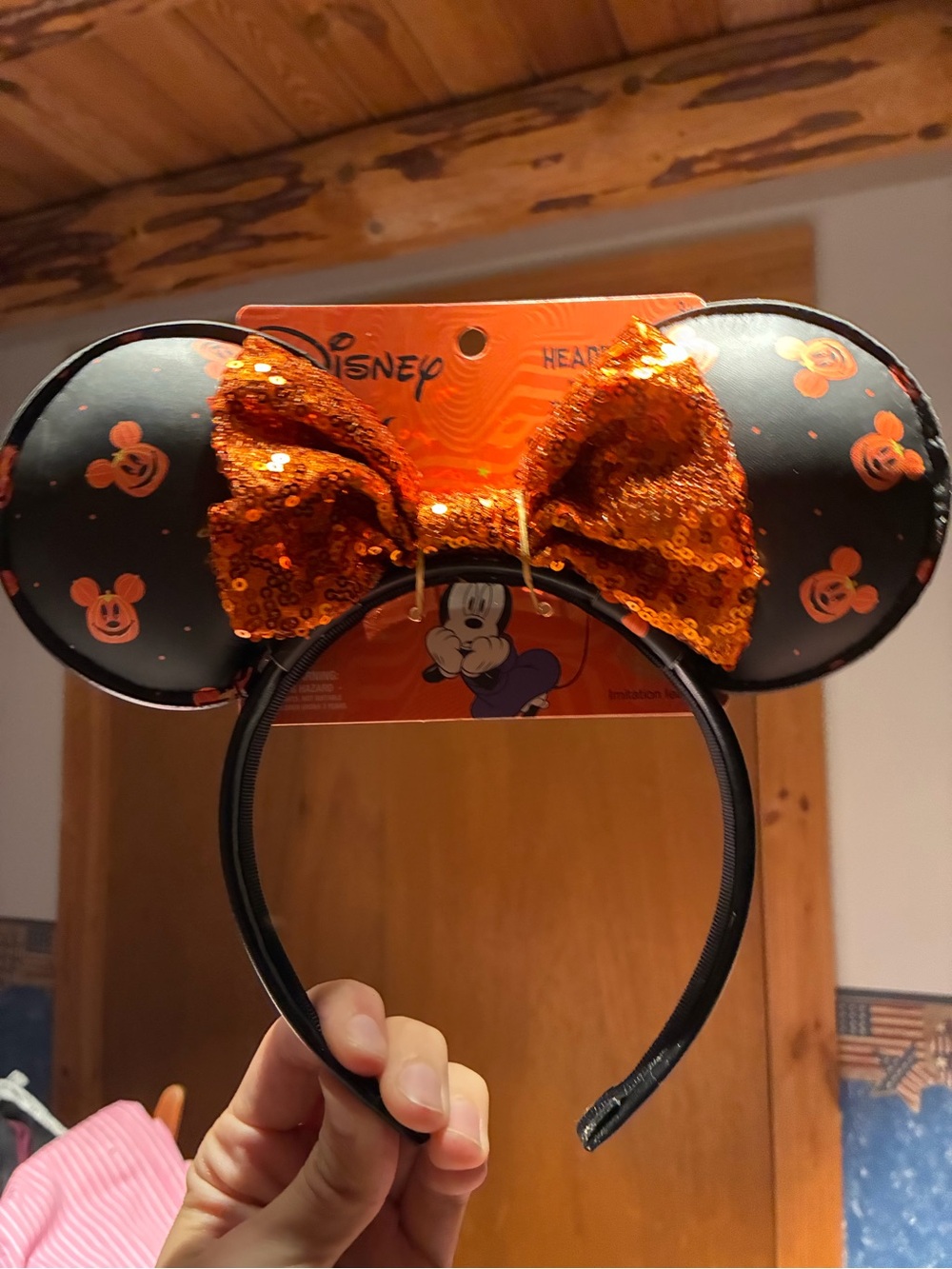 NWT Disney Mickey Mouse Halloween Sequined Bow Ears